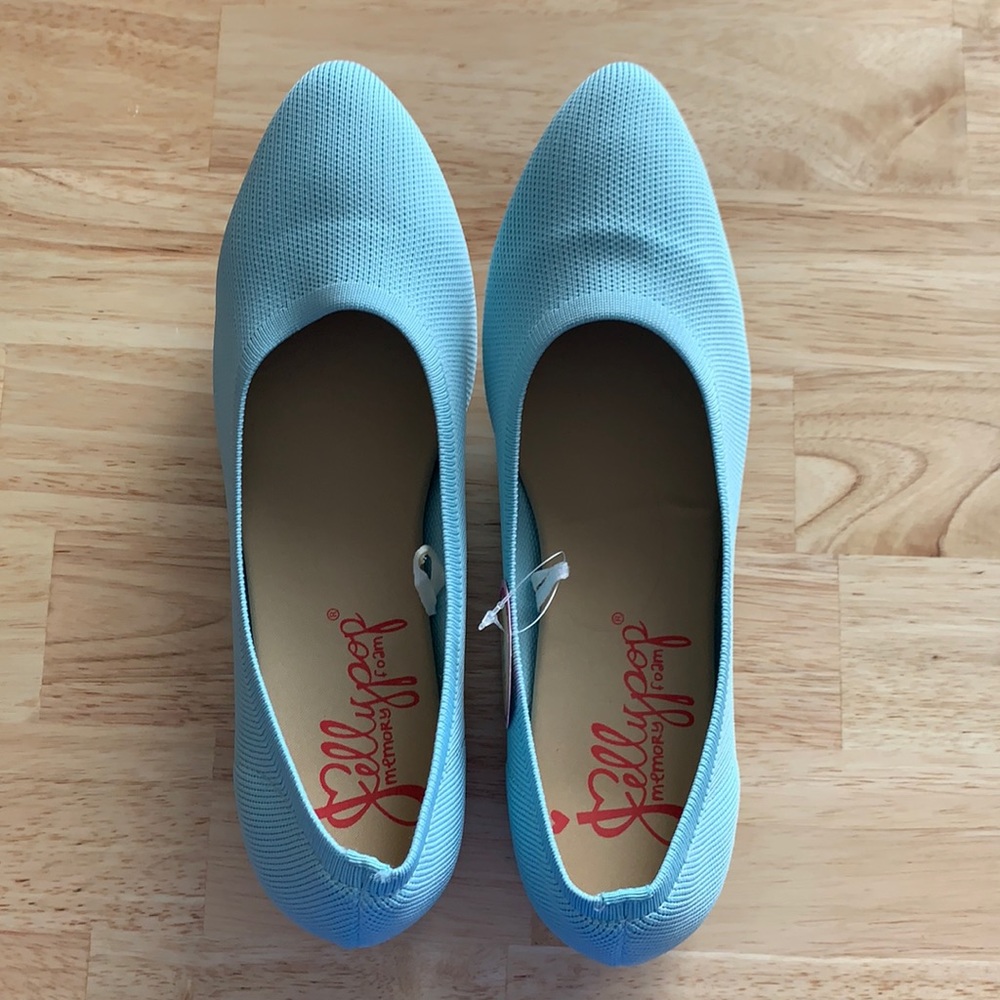 Brand New 9.5 Light Blue Knitted “Champs” Jellypop flats